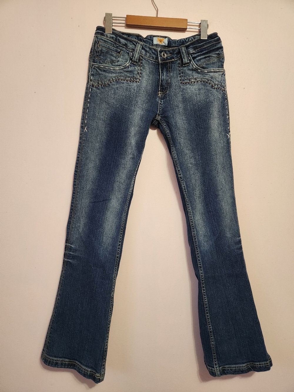 Vintage Antik Denim Low Rise Bootcut Jeans Thick Stitch Western Cyber Y2K Sz 27